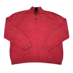 Brooks Brothers Sweater Mens XL Red Cotton 1/4 Zip Long Sleeve Pullover Casual